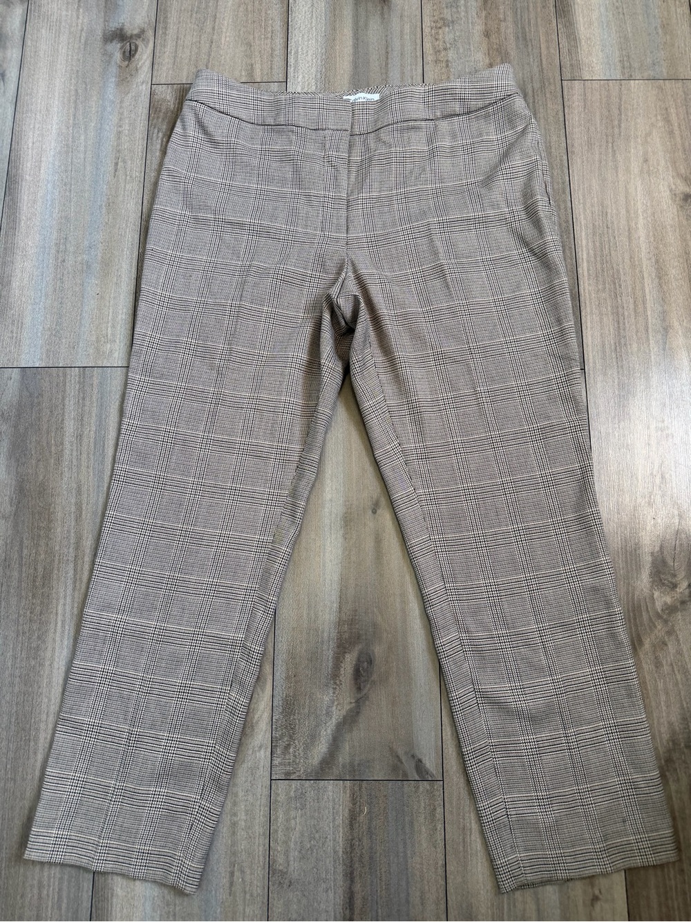 Calvin Klein Slim Fit Glen Plaid Pants in Brown and Cream
